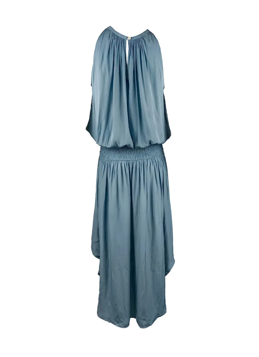 N180079 Front & Back Midi Dress *Light Blue