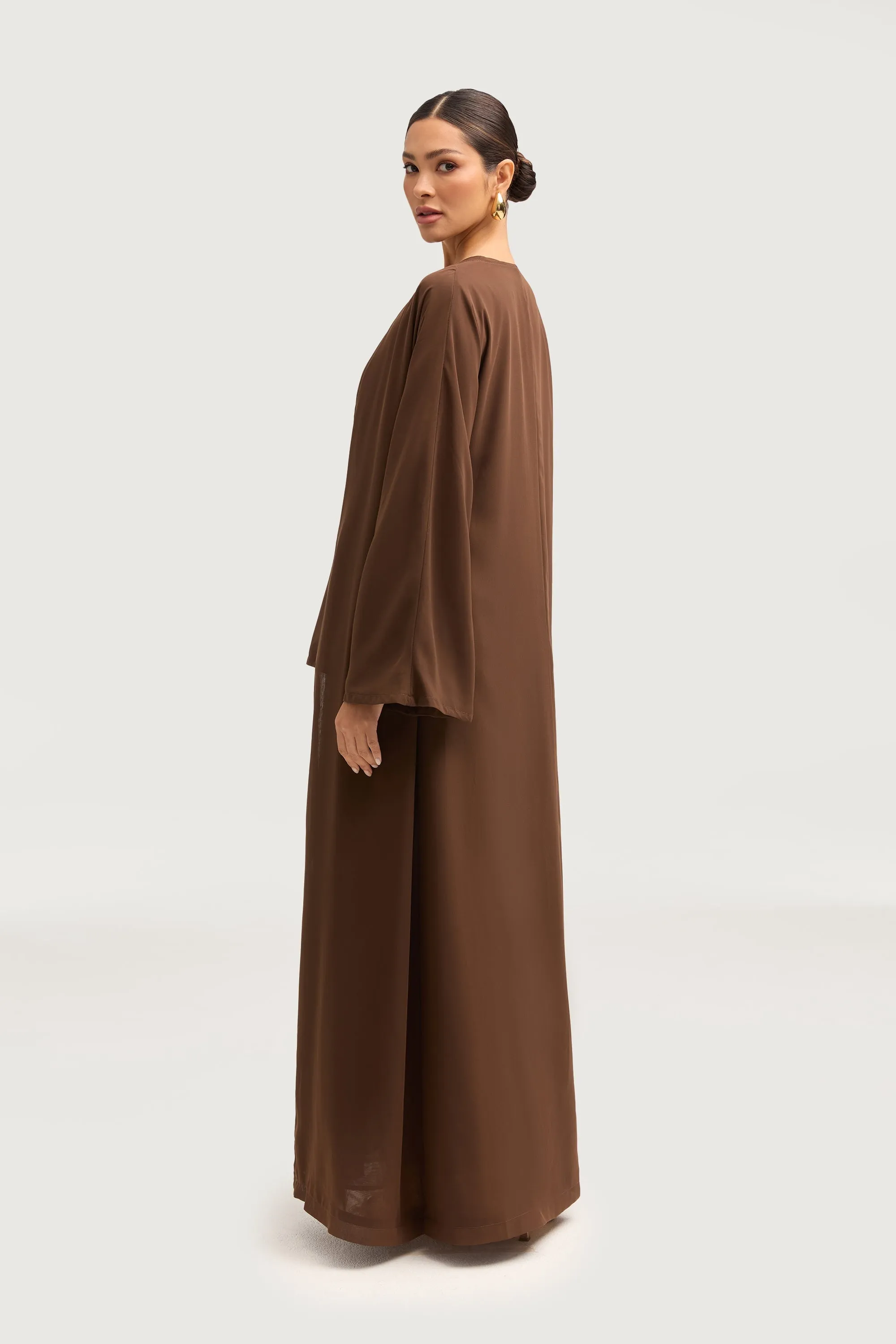 Nevene Three Piece Abaya Set - Espresso