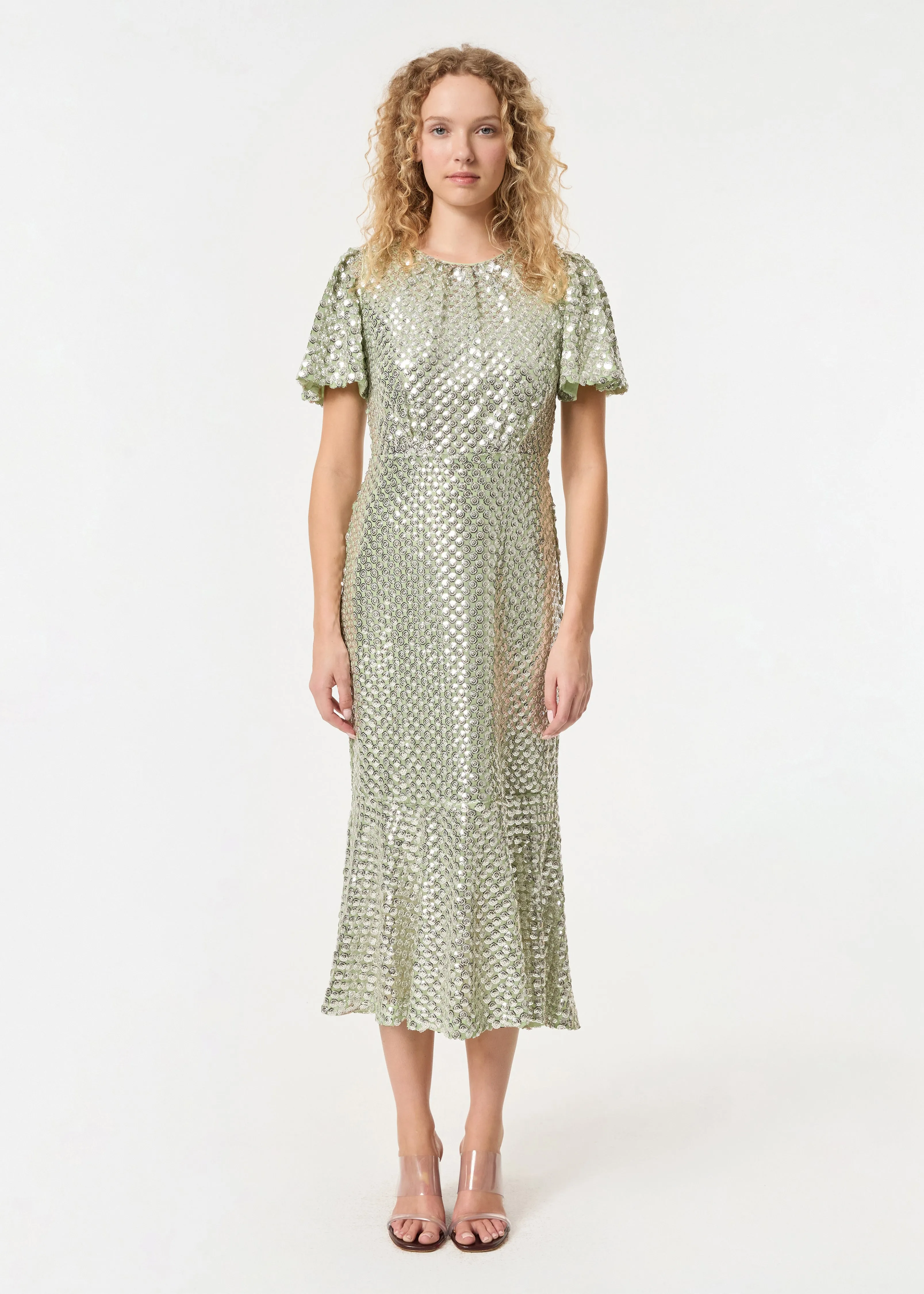 Nicolette Dress | Sage Sequins