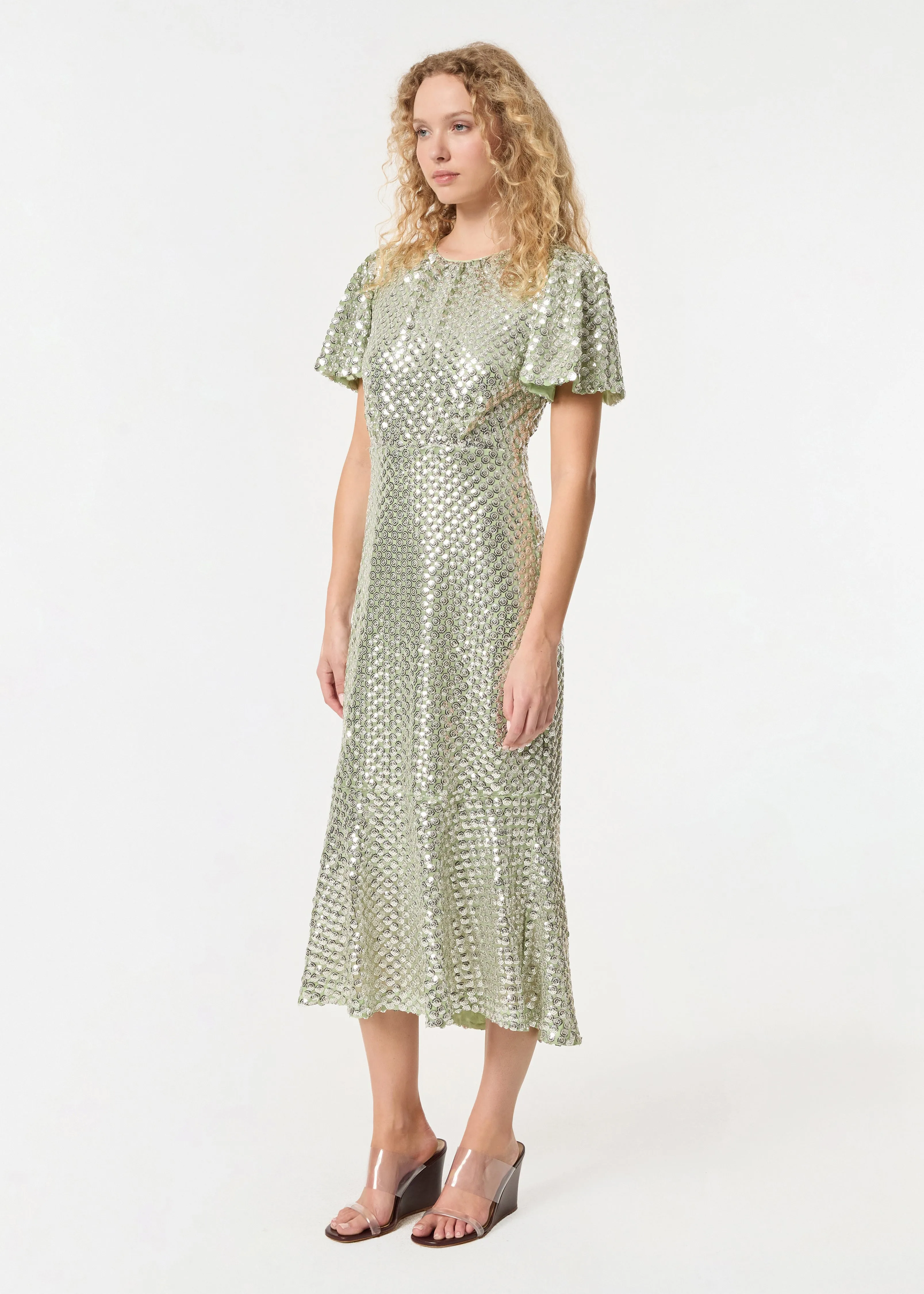 Nicolette Dress | Sage Sequins