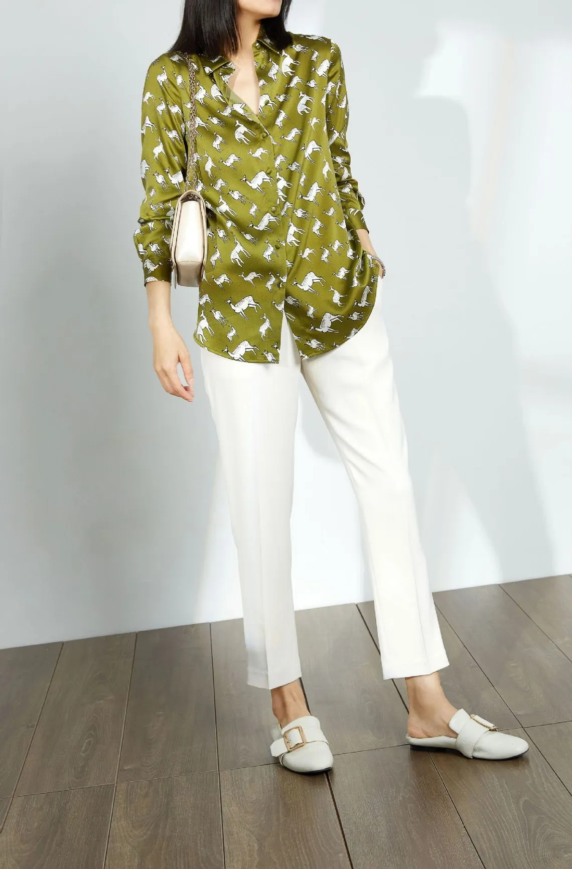 Nonothng |Luxurious pure silk print shirt