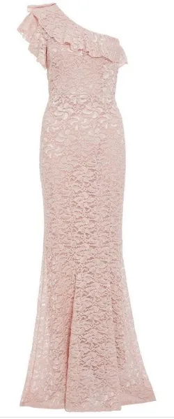 Nude Glitter Lace Maxi Dress