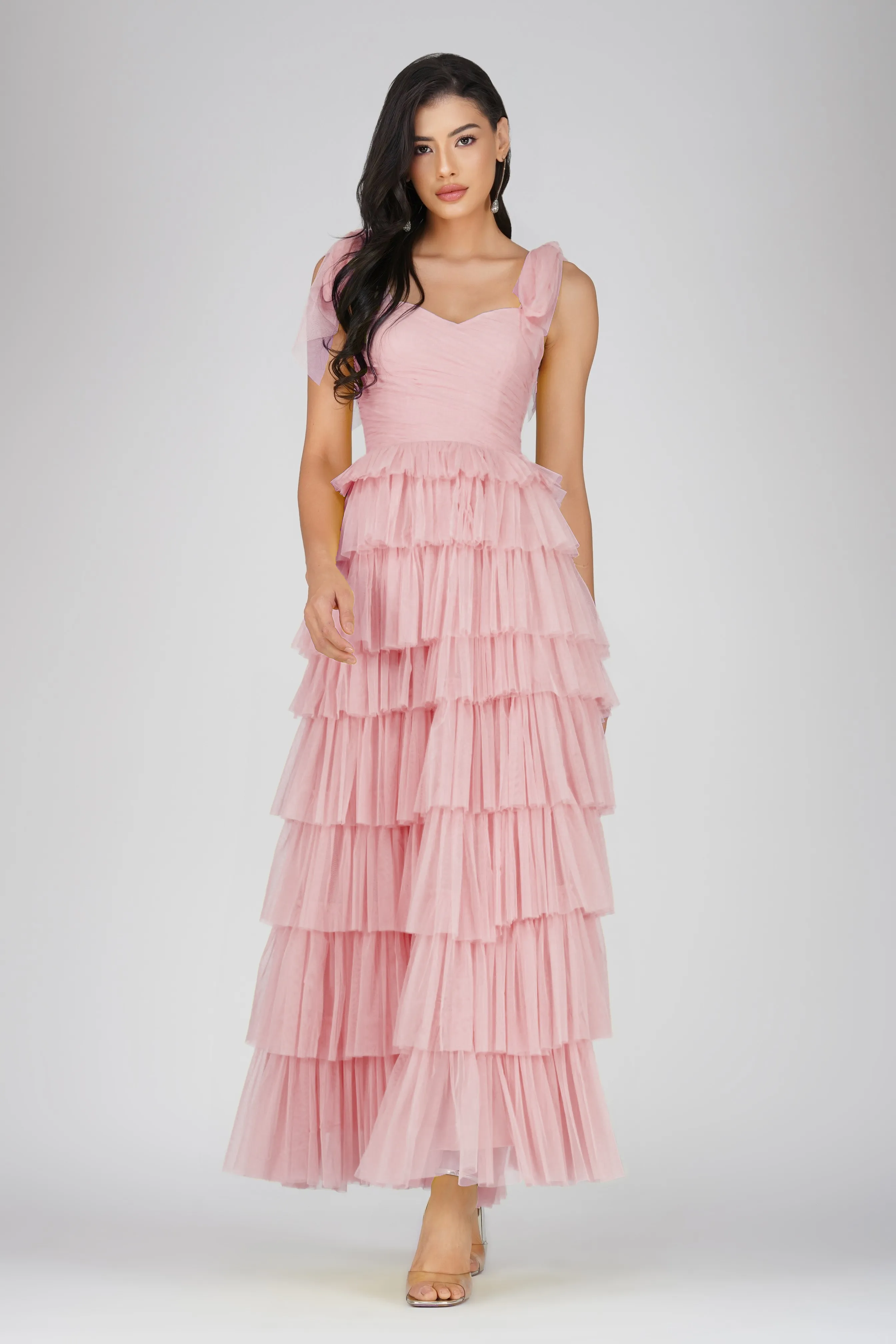 Ophelia Pink Maxi Dress with Tie Detail