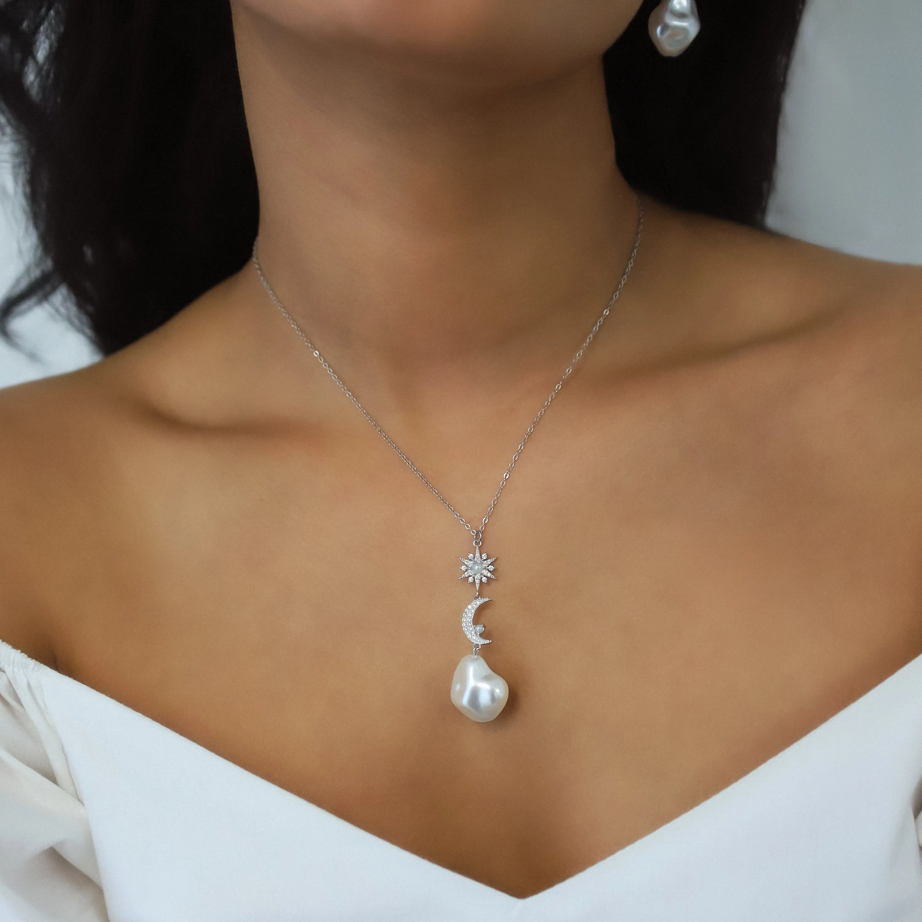 Pearl Drop Gift Set | Earrings & Necklace | Sterling Silver