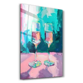 Pink Blush Glasses - Glass Wall Art