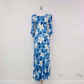 Plumeria Blue Long Dress 2701