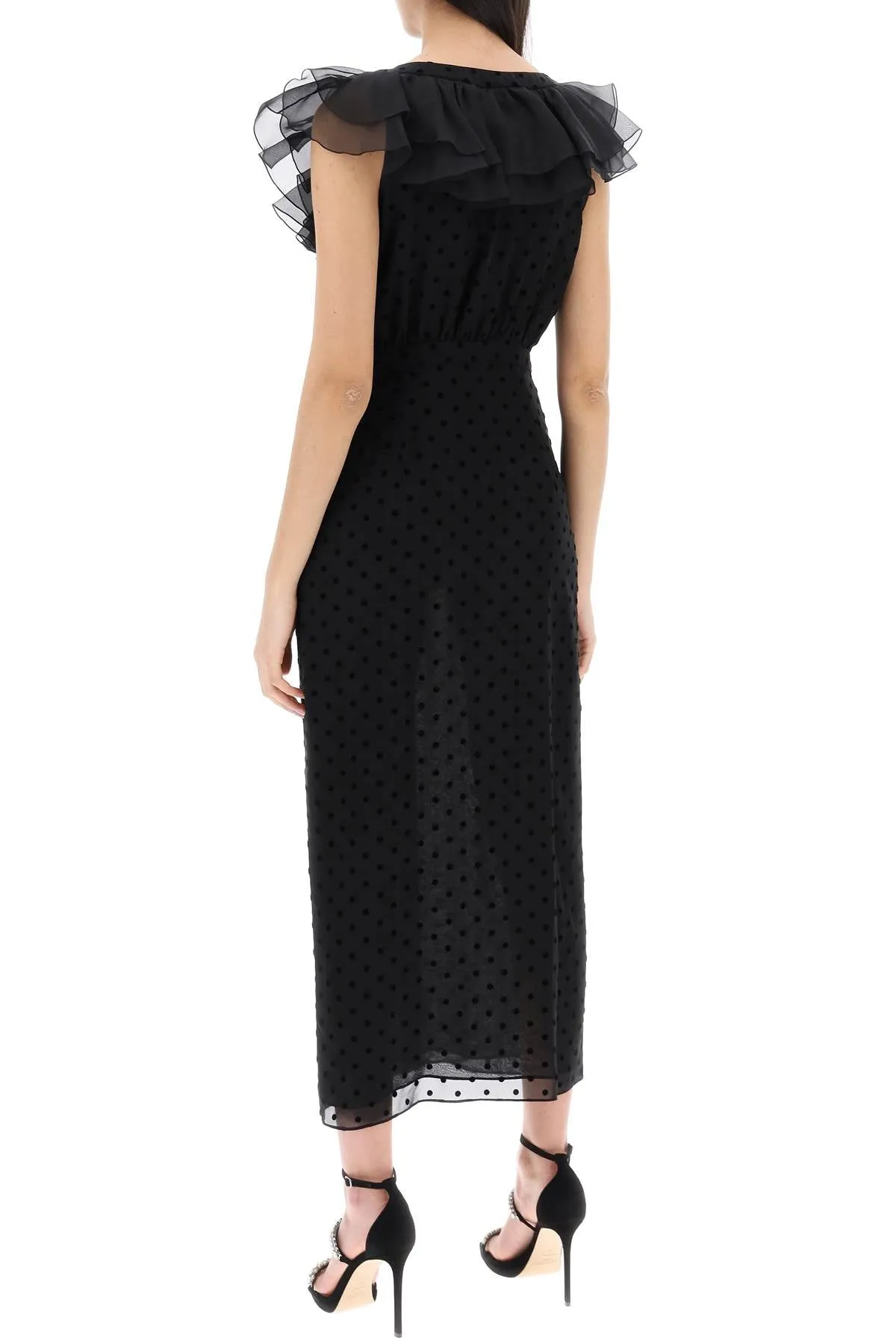 "polka dot midi dress in ge FABX3735 F4309 BLACK