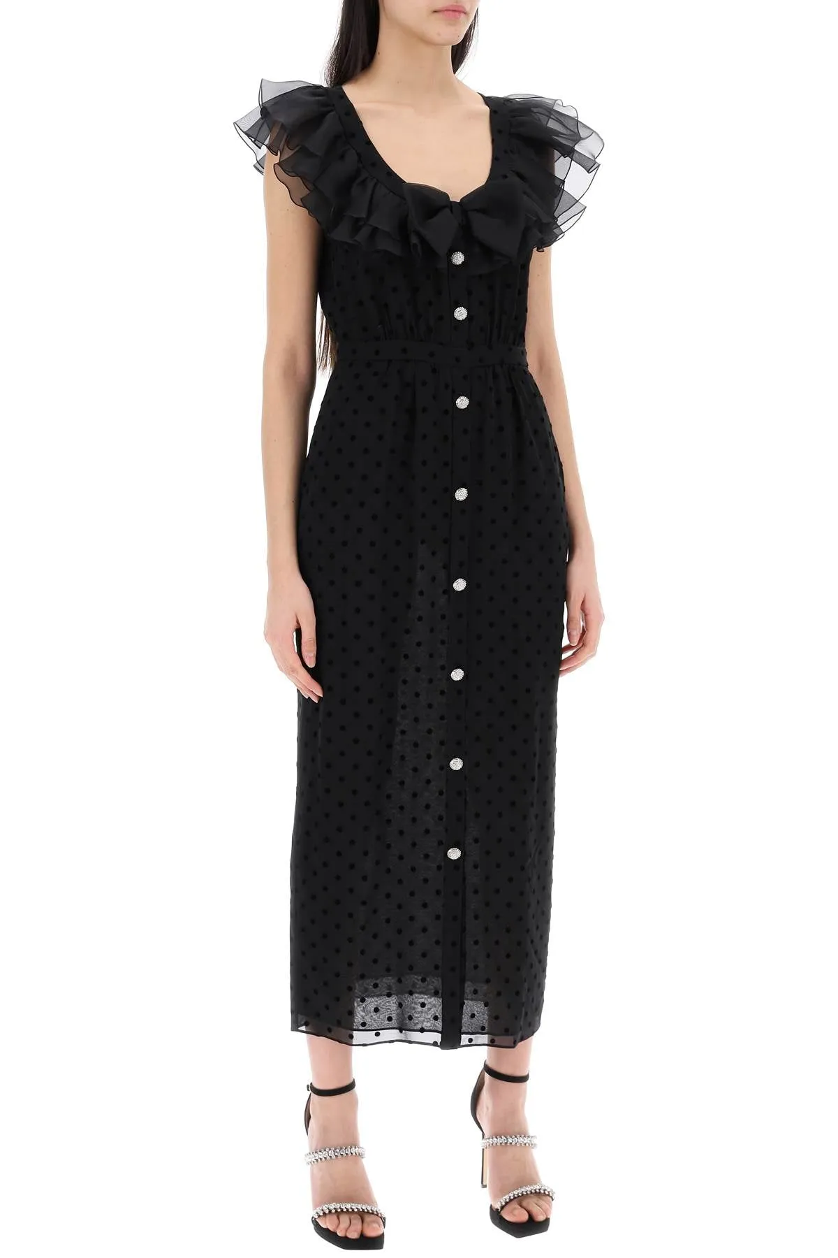 "polka dot midi dress in ge FABX3735 F4309 BLACK