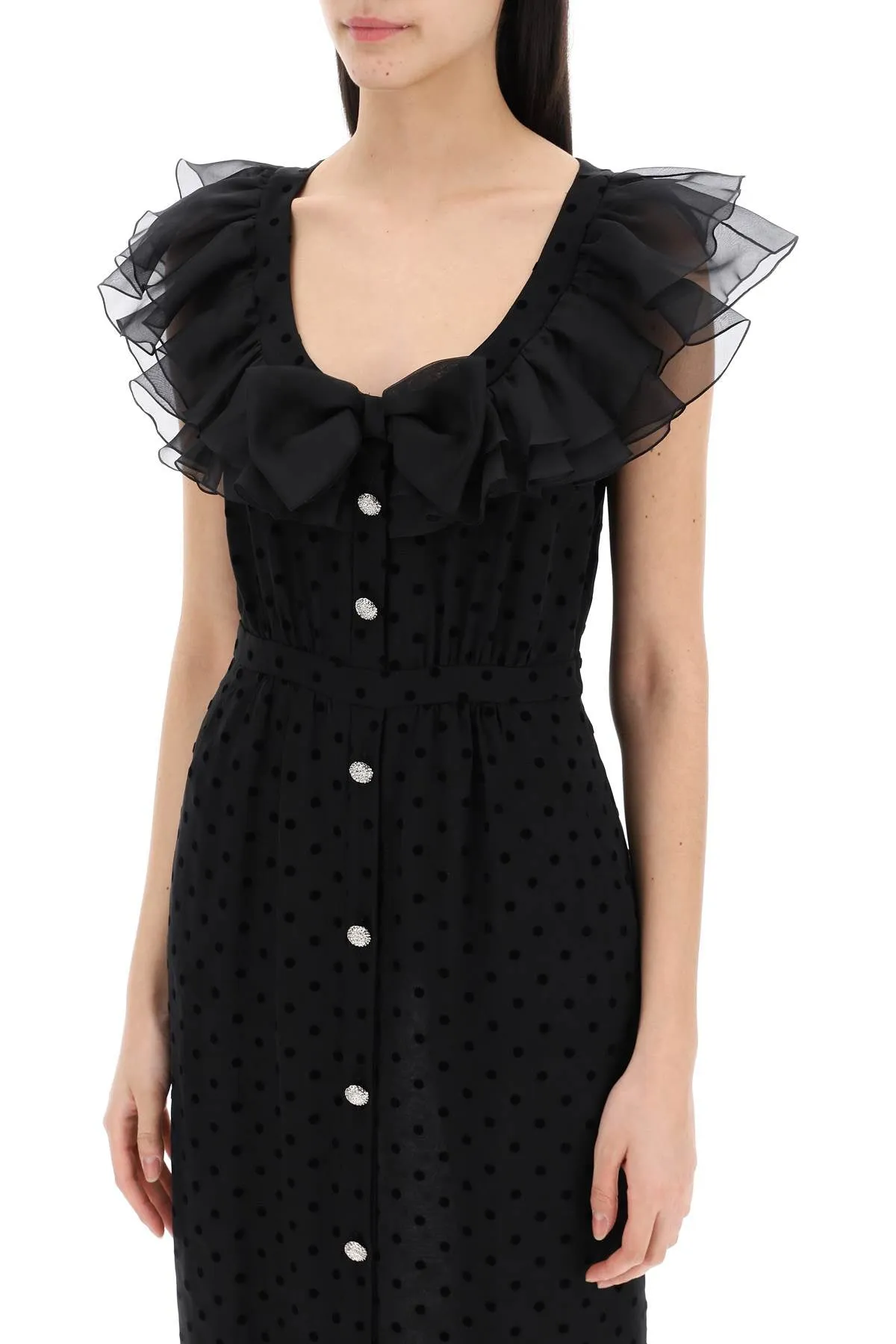 "polka dot midi dress in ge FABX3735 F4309 BLACK