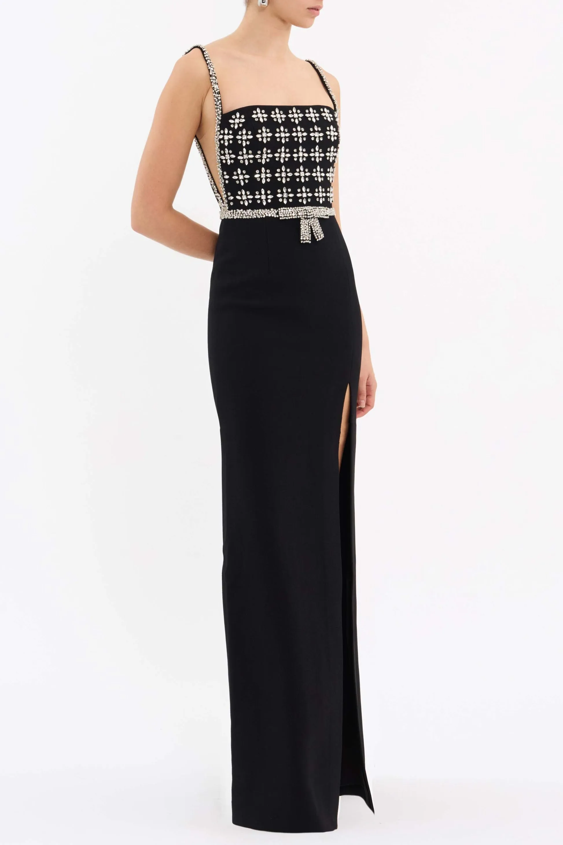 REBECCA VALLANCE Rina Split Gown (Black)