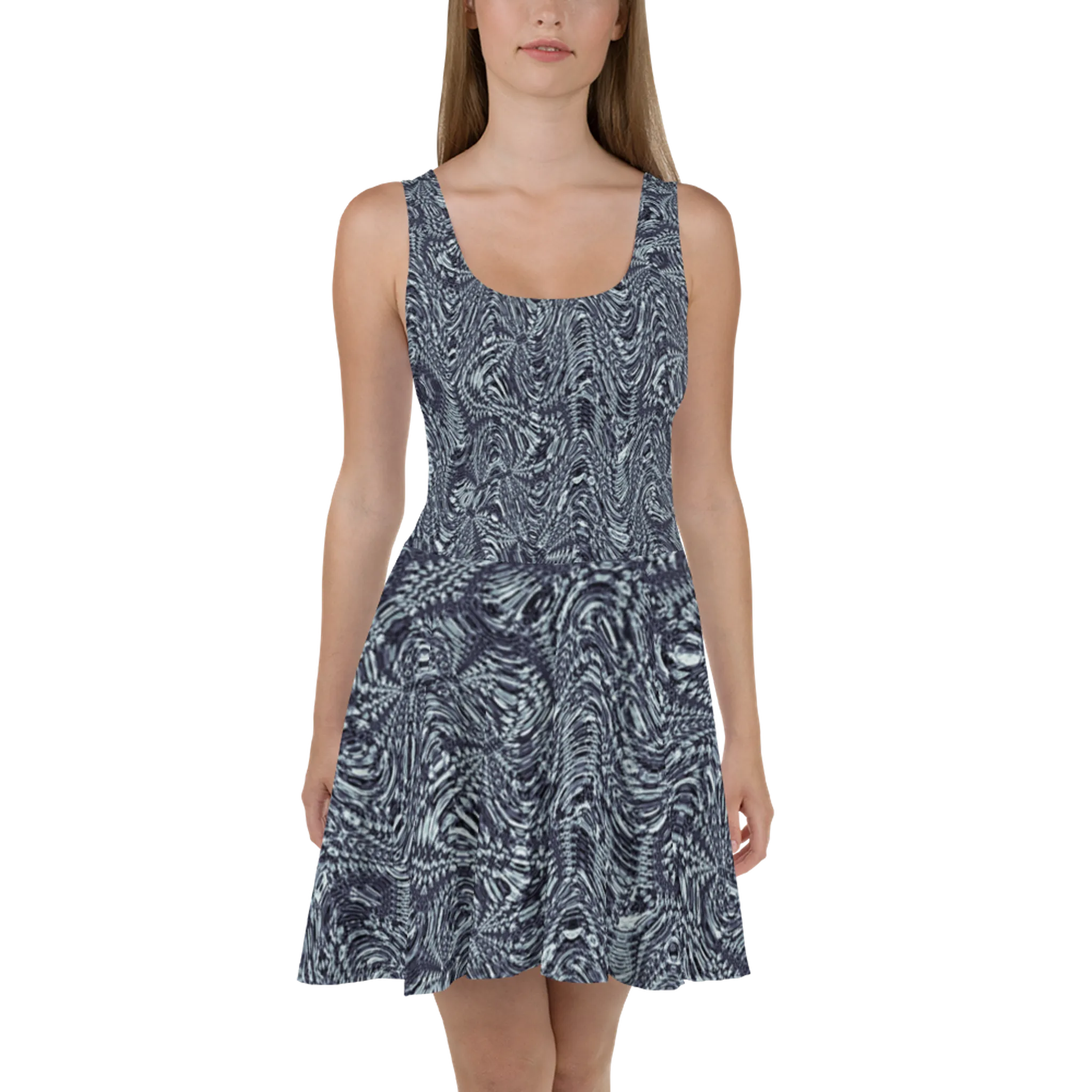 Recursia Alchemical Vision Skater Dress In Blue