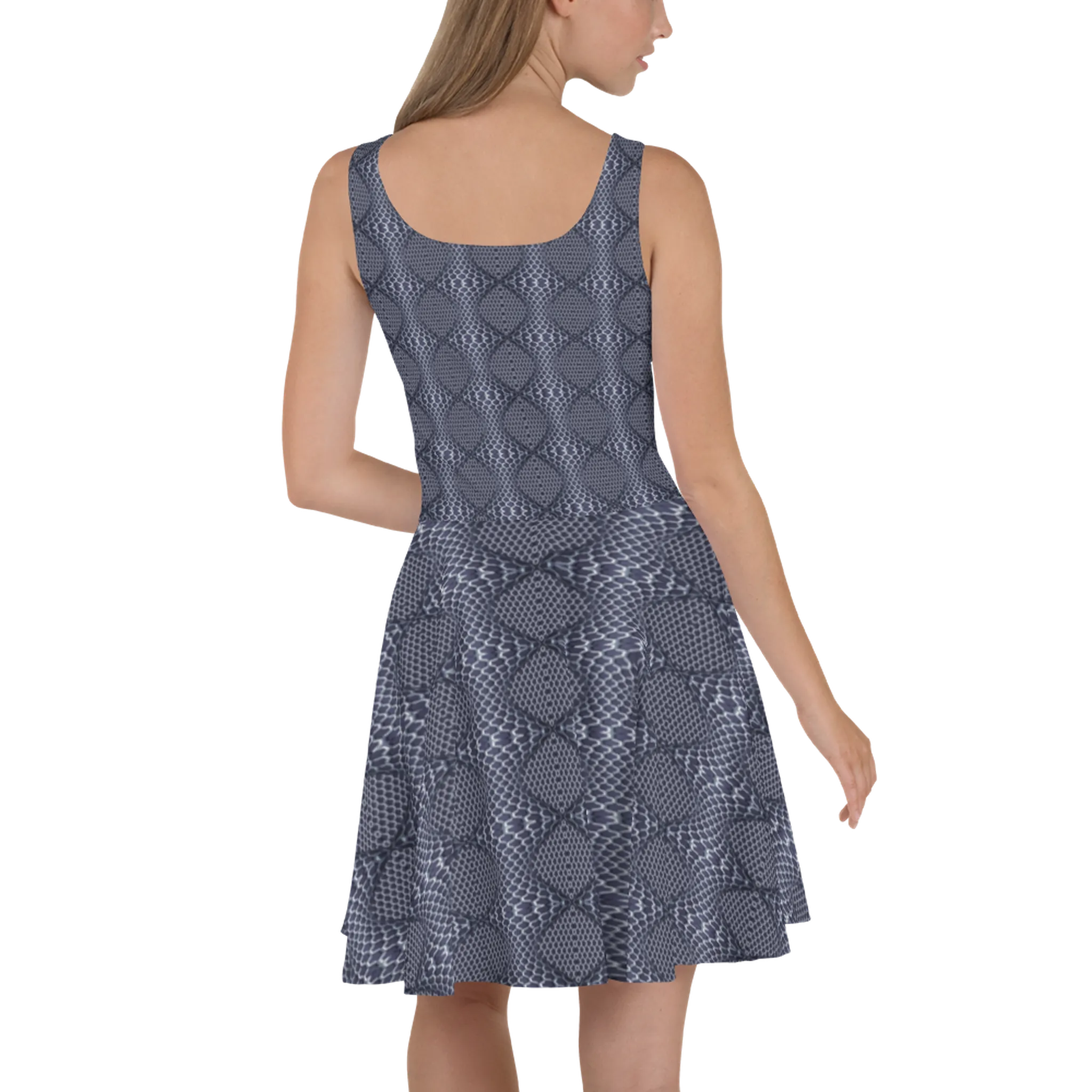 Recursia Illusions Game Skater Dress In Blue