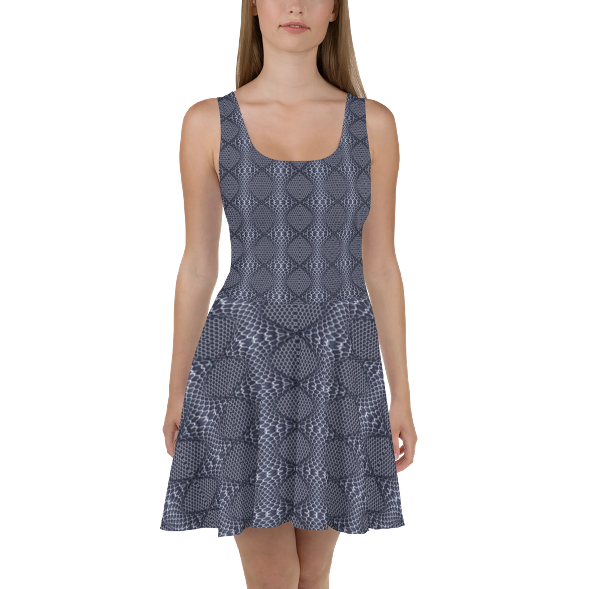 Recursia Illusions Game Skater Dress In Blue