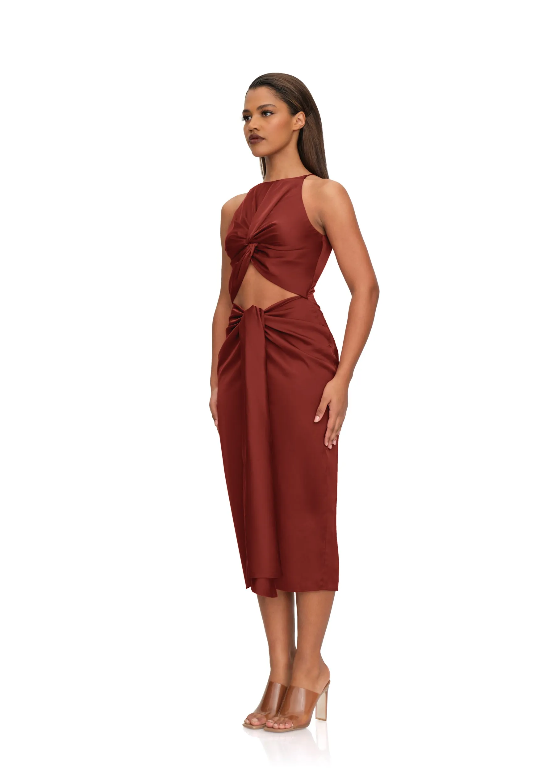 Reni Cut-Out Midi Dress | Chocolate