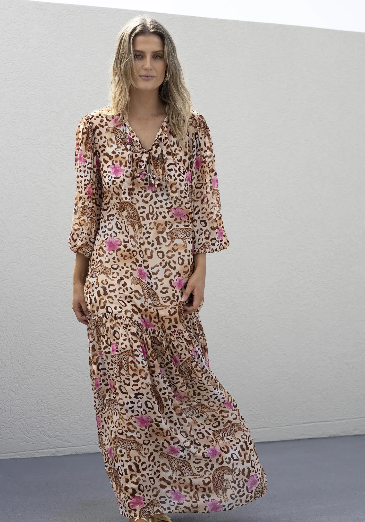 Resort Leopard Maxi Kaftan Dress