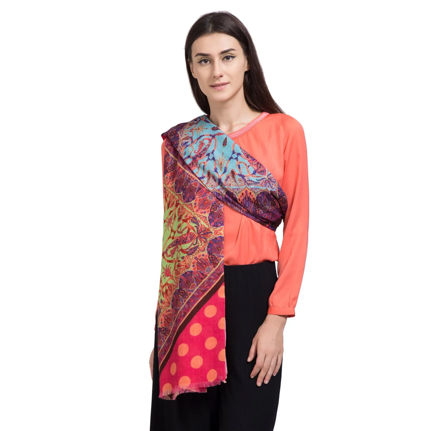 Rhombus Printed Merino Cashmere Shawl