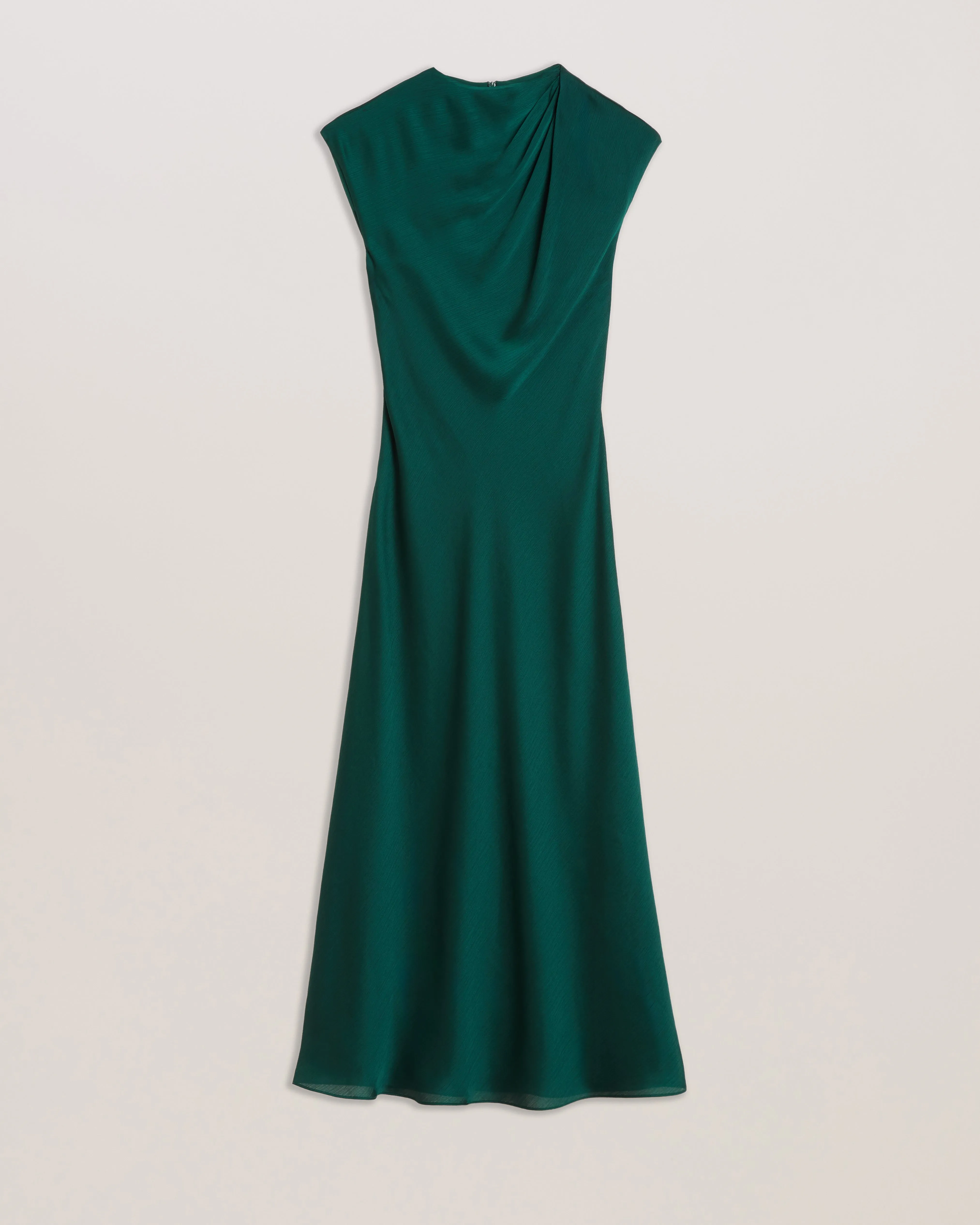 Rimini Draped Neck Detail Midi Dress Dk-Green