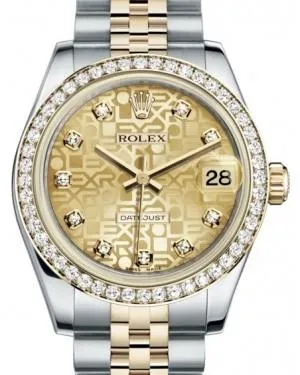 Rolex Datejust 31 Lady Midsize Yellow Gold/Steel Champagne Jubilee Diamond Dial & Diamond Bezel Jubilee Bracelet 178383