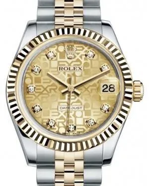 Rolex Datejust 31 Lady Midsize Yellow Gold/Steel Champagne Jubilee Diamond Dial & Fluted Bezel Jubilee Bracelet 178273