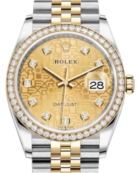 Rolex Datejust 36 Yellow Gold/Steel Champagne Jubilee Diamond Dial & Diamond Bezel Jubilee Bracelet 126283RBR