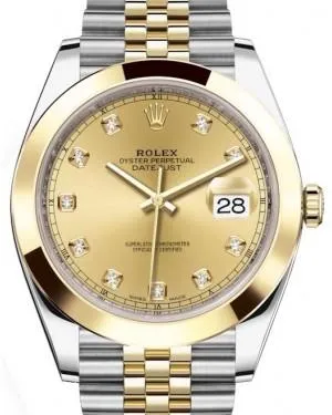 Rolex Datejust 41 Yellow Gold/Steel Champagne Diamond Dial Smooth Bezel Jubilee Bracelet 126303h