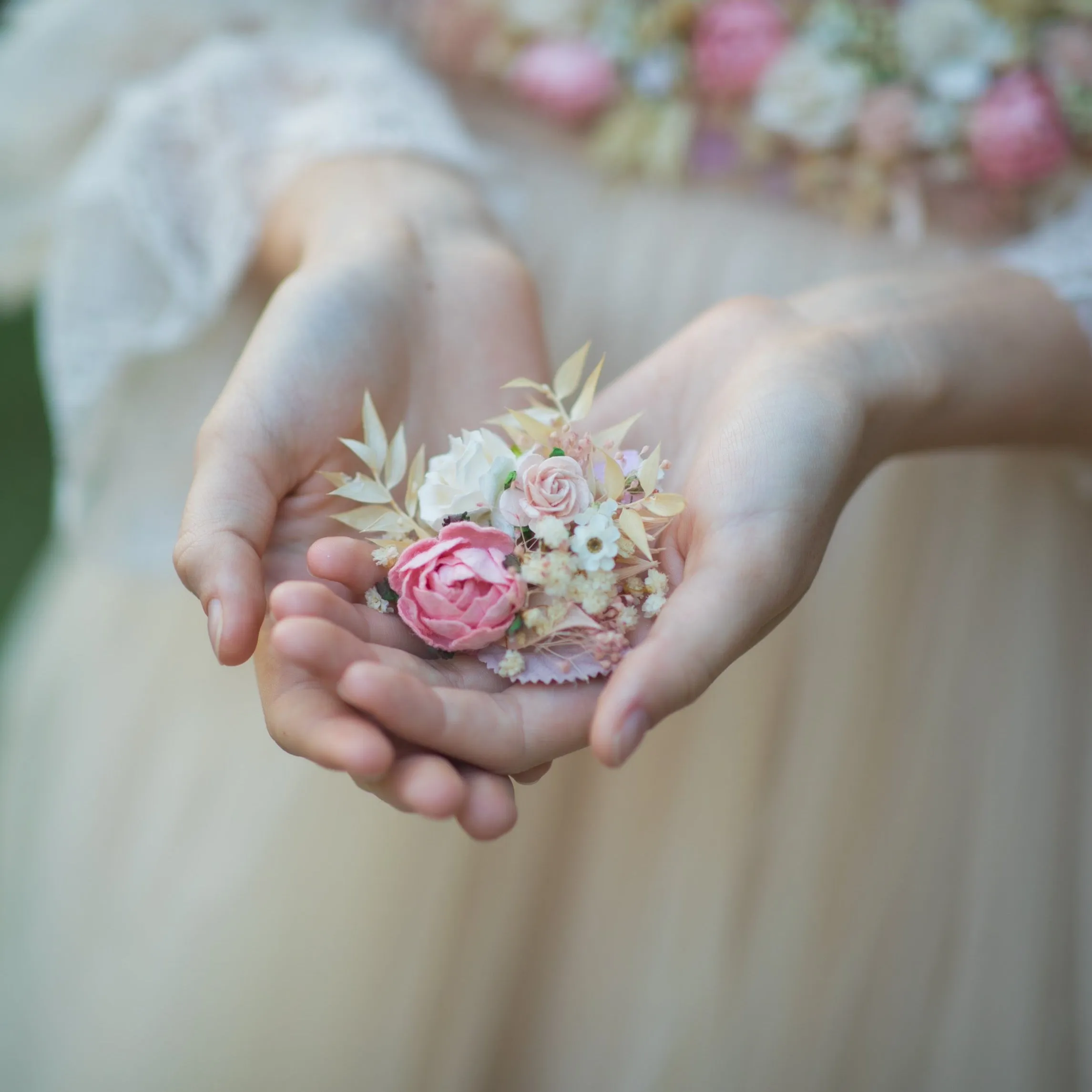 Romantic flower brooch Blush and ivory brooch Wedding accessories Cream flower brooch for mother Bridal jewellery Handmade jewellery