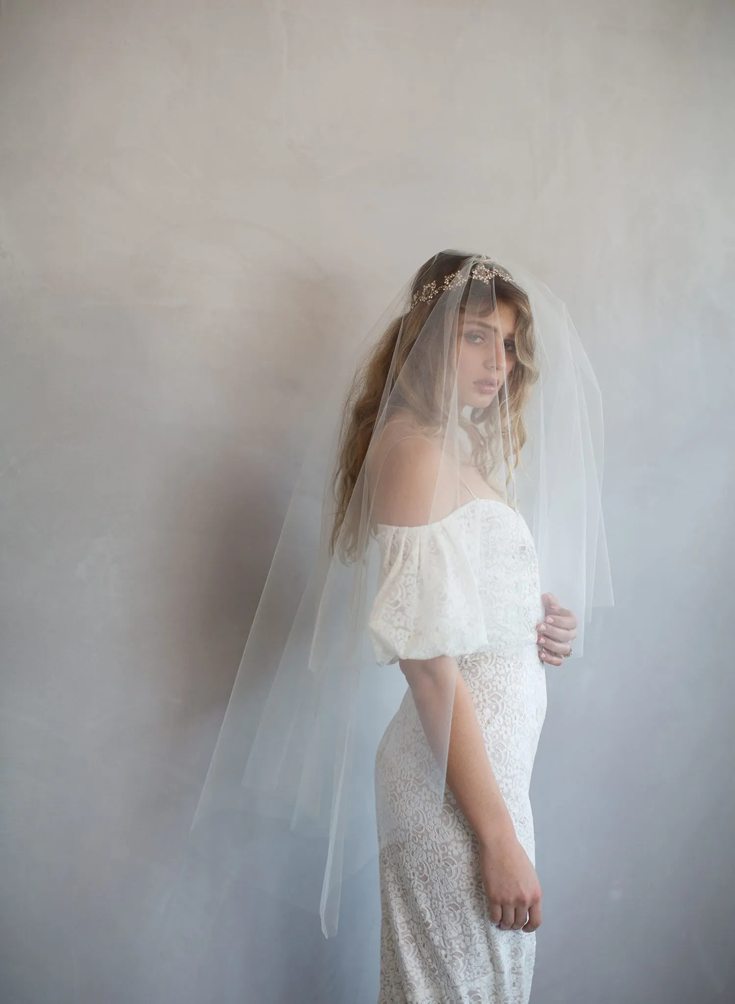 Simple subtle lift veil with blusher - Style #785