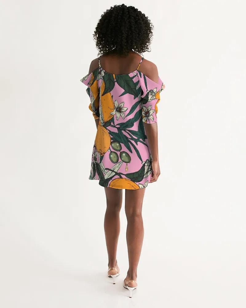 SMF Harvest Feminine Open Shoulder A-Line Dress