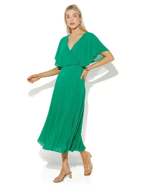 Solana Emerald Pleated Dress