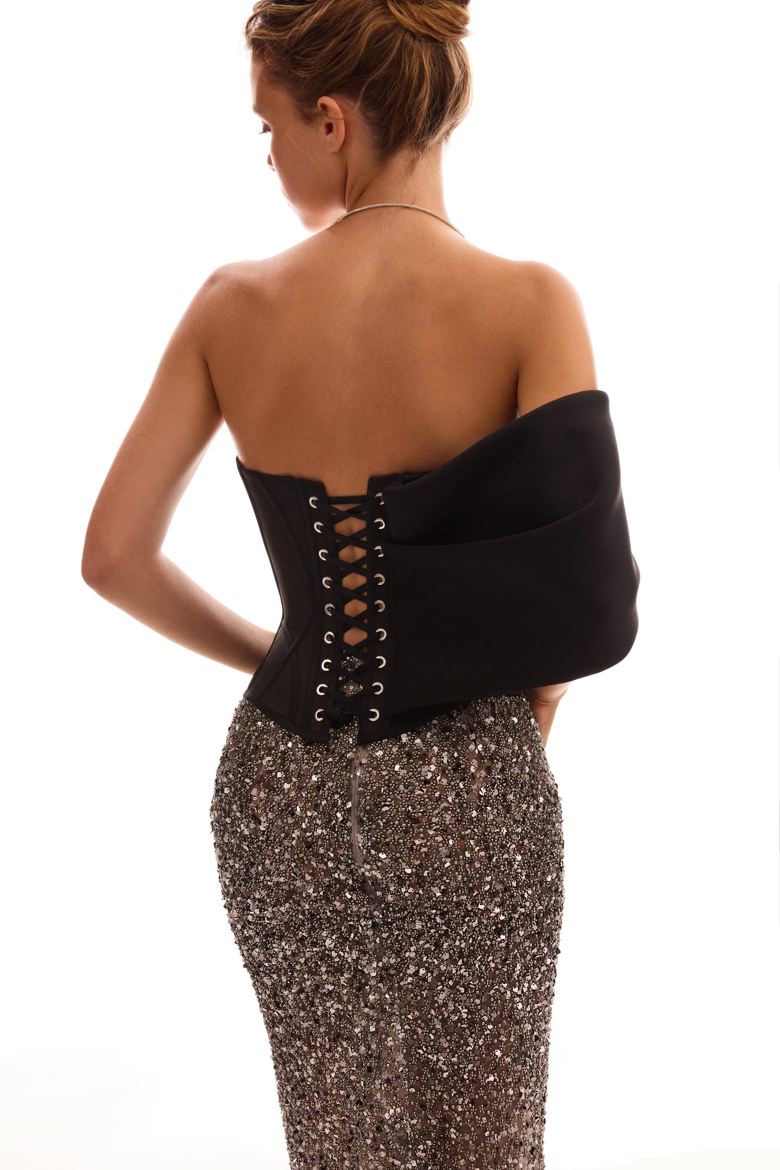 Spectacular structured boned corset in black