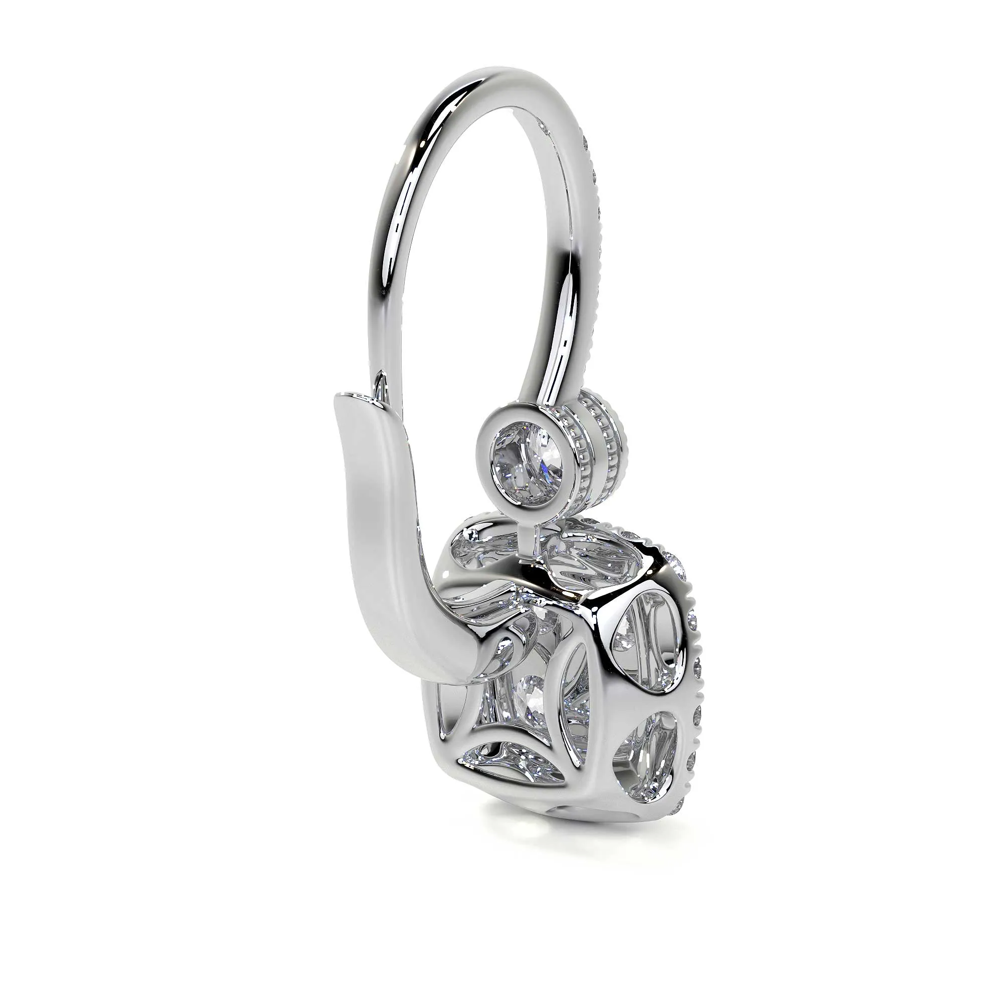 Square Drop Cluster Diamond Earrings