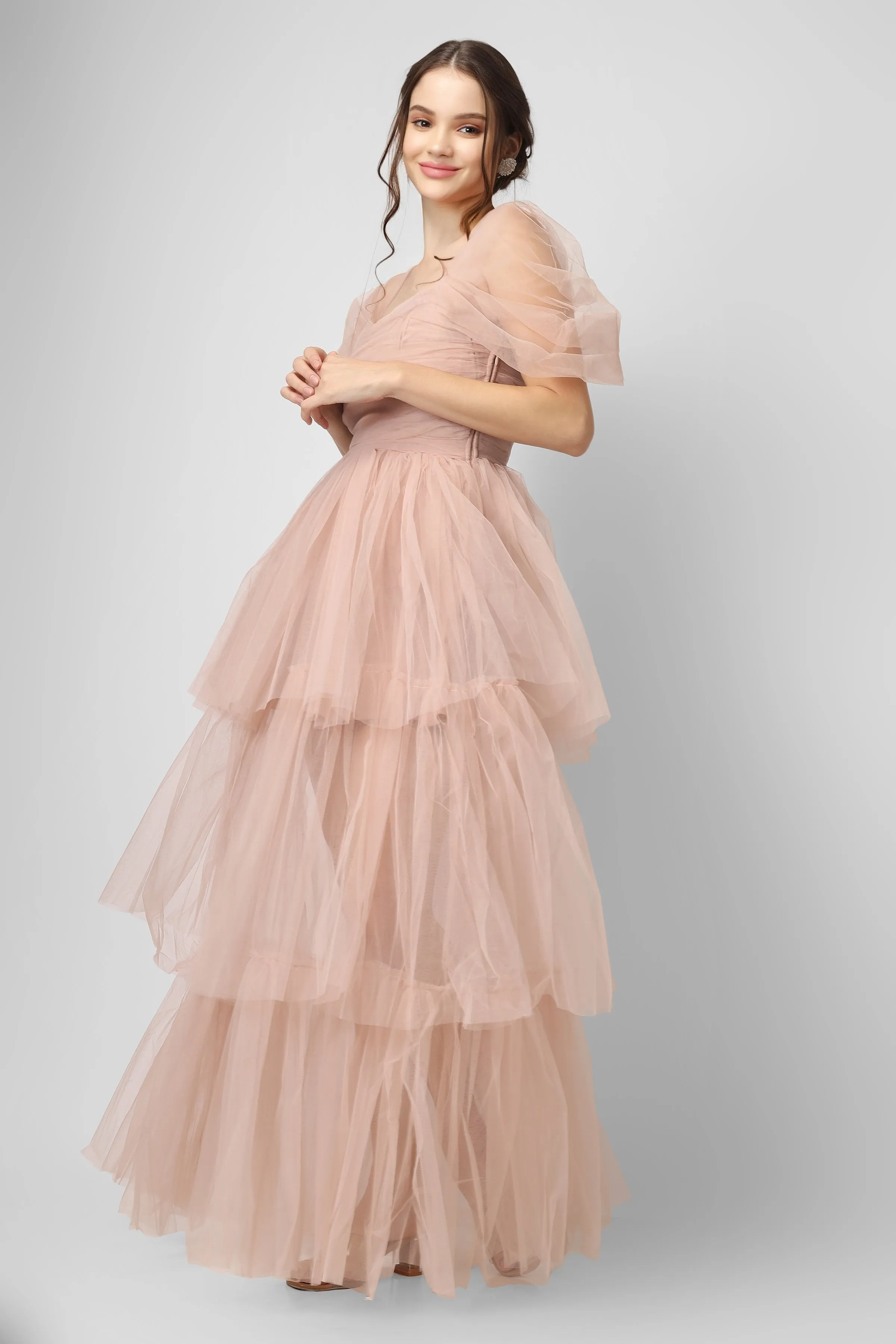 Sydney Pale Mauve Tulle Maxi Dress