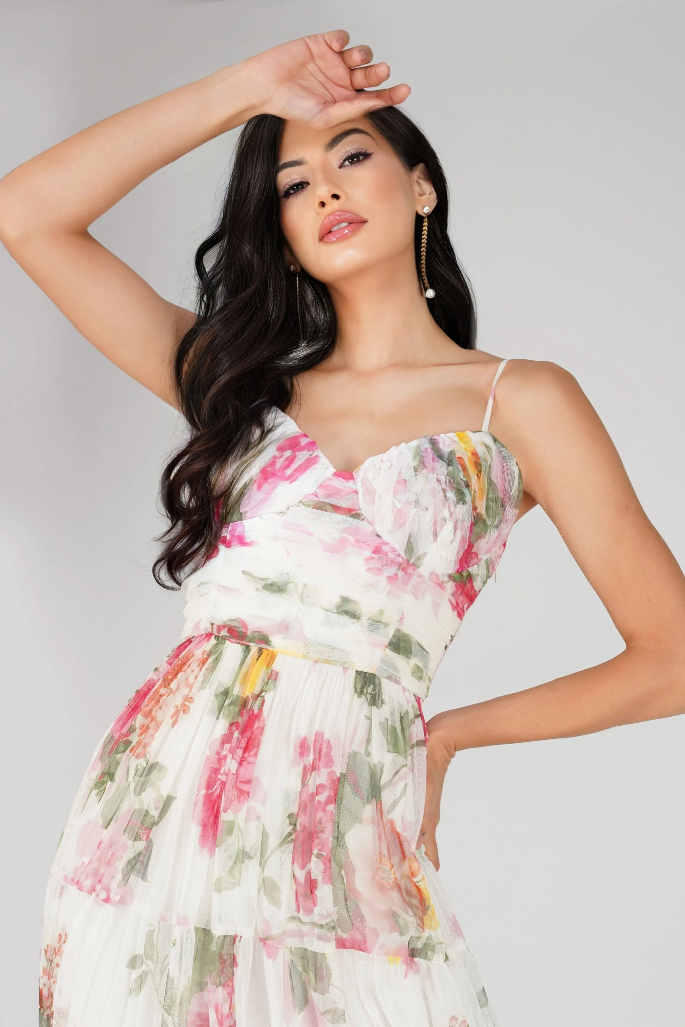 Thea Tulle Floral Maxi Dress