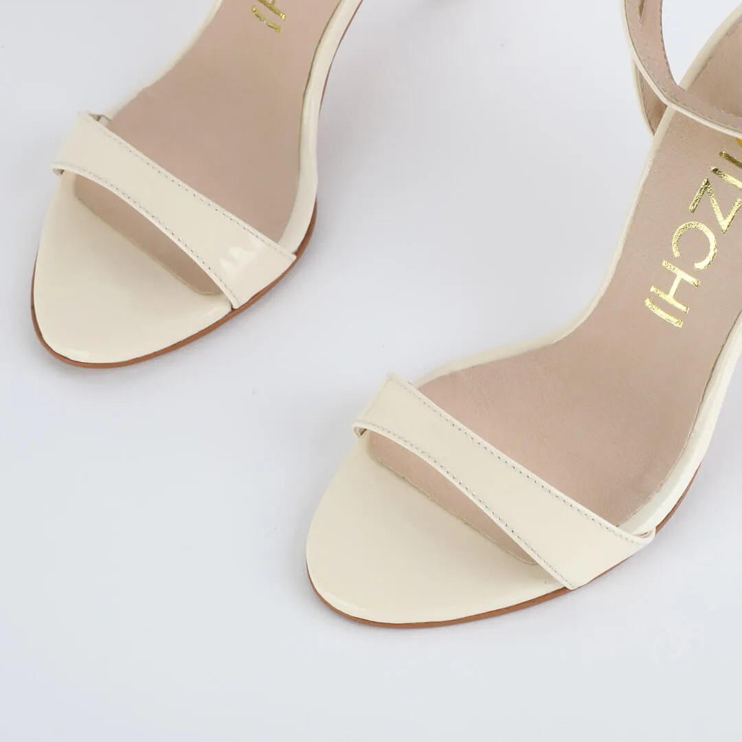 *UK size 3 - MEGAN - beige patent, 8cm heels