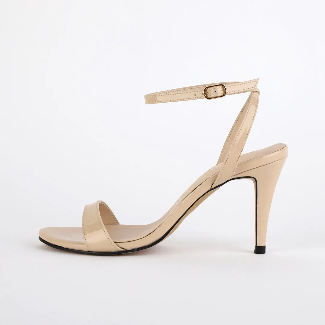 *UK size 3 - MEGAN - beige patent, 8cm heels