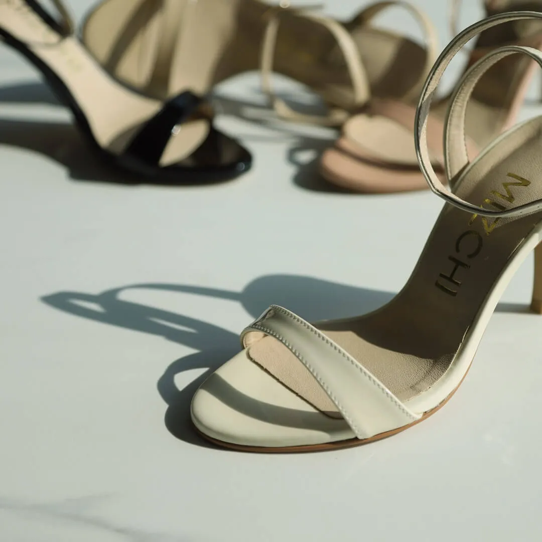 *UK size 3 - MEGAN - beige patent, 8cm heels