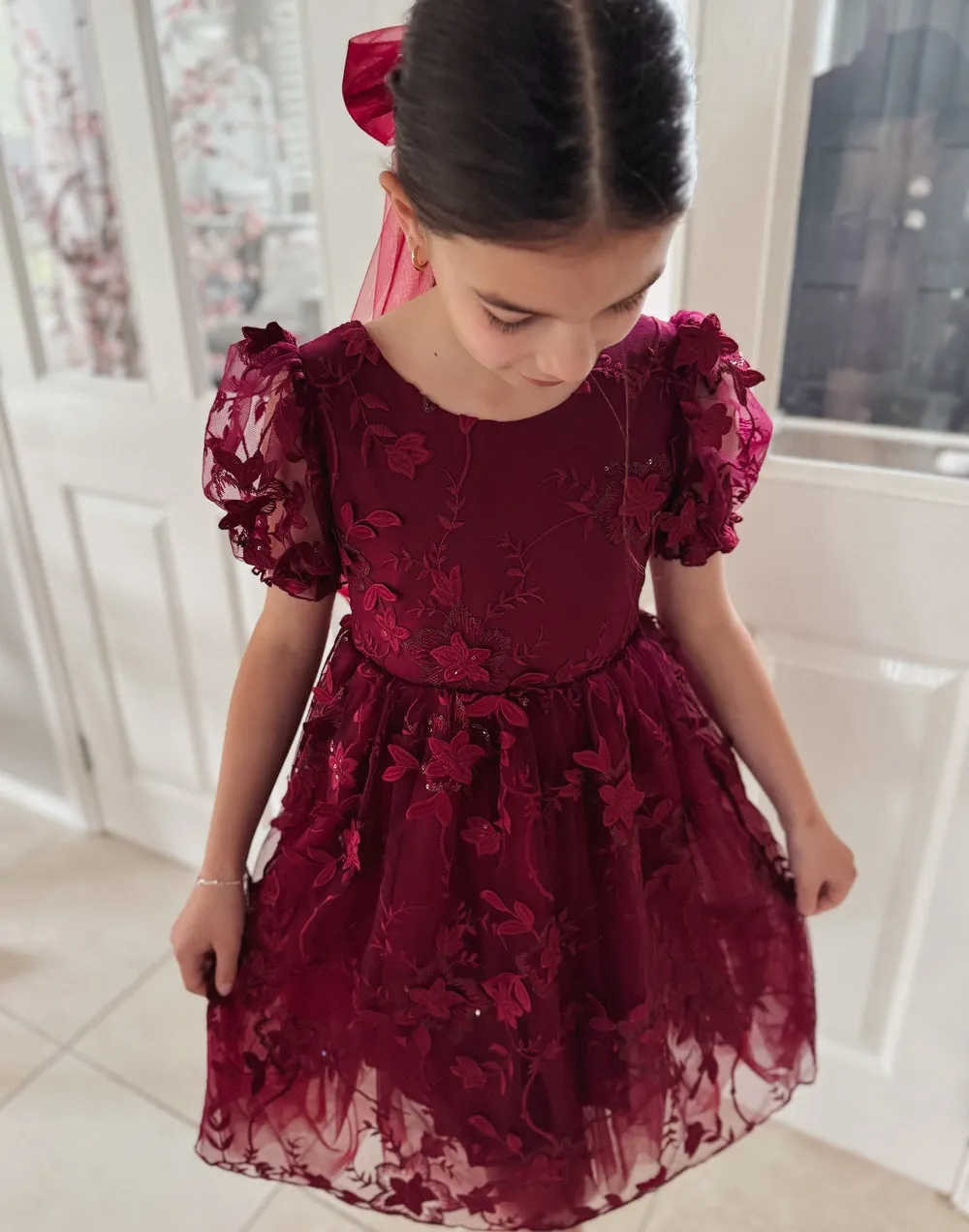 Vienna Girls Burgundy Christmas Dress