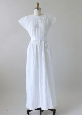 Vintage 1960s White Flower Maxi Wedding Dress