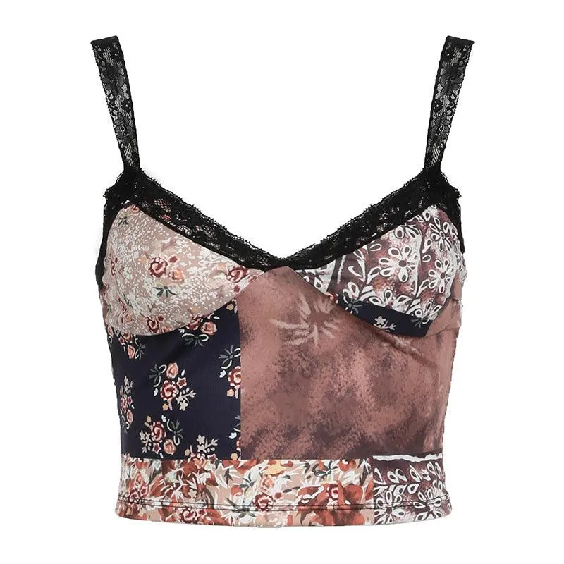 Vintage Lace Patchwork V-Neck Cami