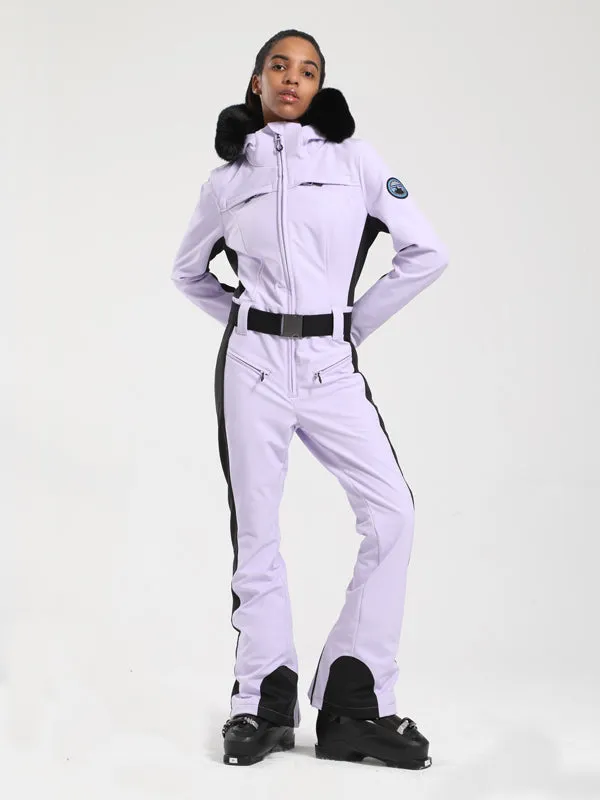 Women's Gsou Snow Classic Faux-Fur Trim Flare Dawn Ski Jumpsuit