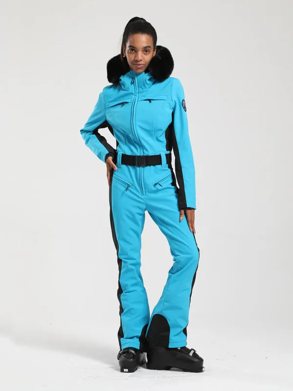 Women's Gsou Snow Classic Faux-Fur Trim Flare Dawn Ski Jumpsuit