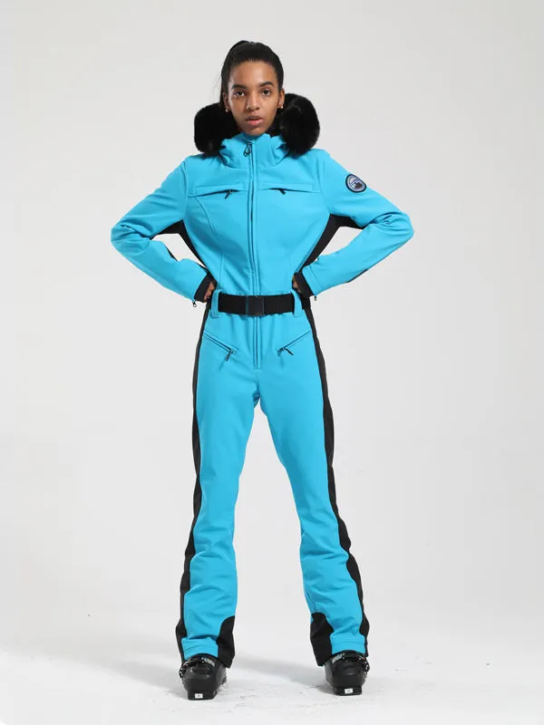 Women's Gsou Snow Classic Faux-Fur Trim Flare Dawn Ski Jumpsuit