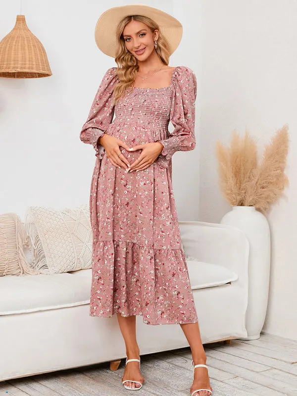 Women's Maternity Chiffon Floral Dress