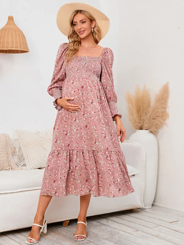 Women's Maternity Chiffon Floral Dress