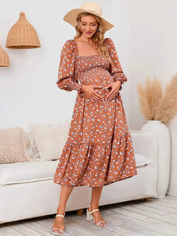 Women's Maternity Chiffon Floral Dress