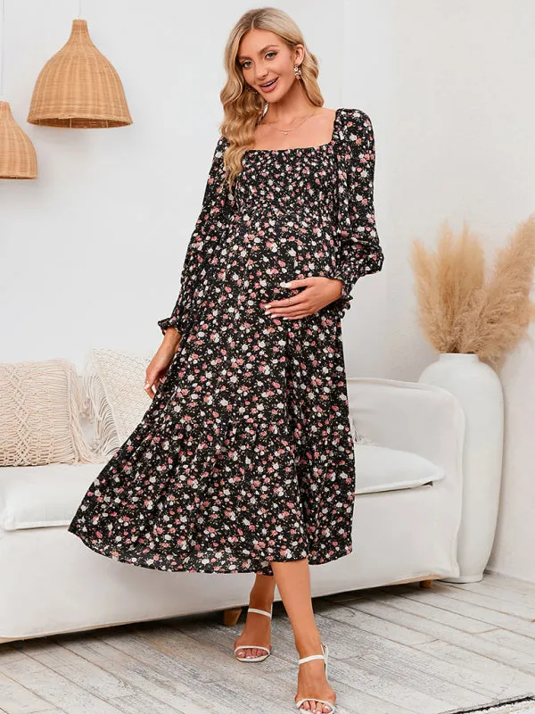 Women's Maternity Chiffon Floral Dress