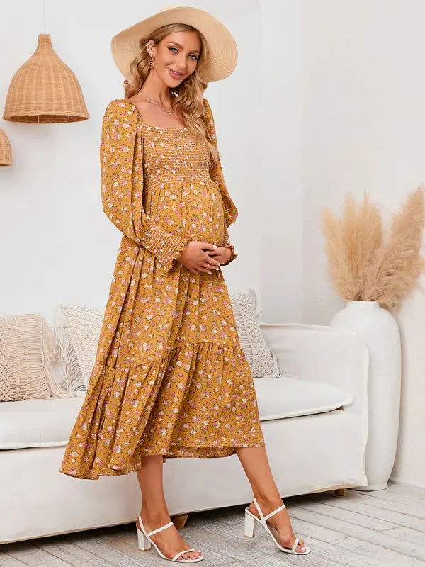 Women's Maternity Chiffon Floral Dress