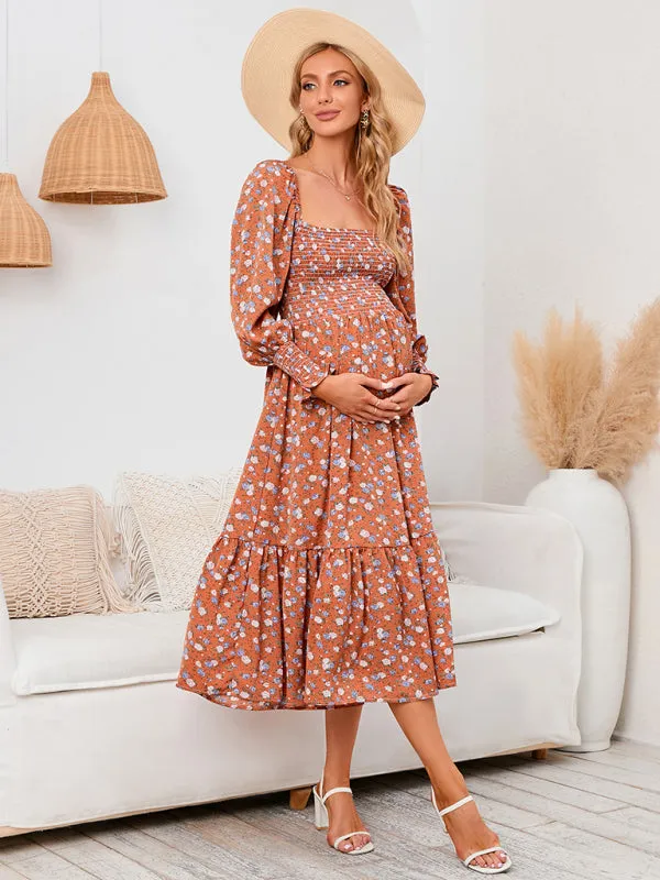 Women's Maternity Chiffon Floral Dress