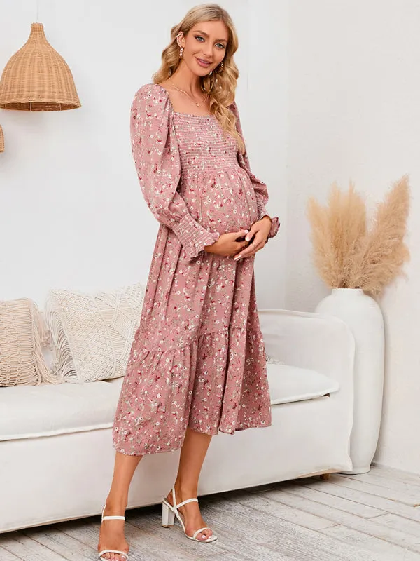 Women's Maternity Chiffon Floral Dress