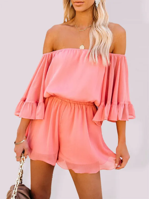 Women's Off The Shoulder Chiffon Flowy Playsuit